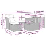 vidaXL Salon de jardin avec coussins 7 Pièces noir résine tressée acacia