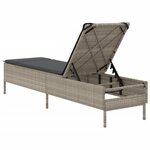 vidaXL Chaise longue avec coussin gris clair résine tressée