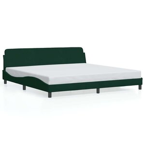vidaXL Cadre de lit Dover vert foncé 200x200 cm velours