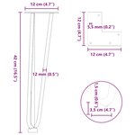 vidaXL Pieds en épingle à cheveux pour table basse 4 pièces Anthracite 42 cm Acier massif