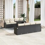 vidaXL Ensemble de canapé de jardin 9 Pièces Noir Poly Rattan