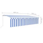 vidaXL Auvent manuel rétractable avec store 6x3 m Bleu et blanc