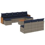 vidaXL Salon de jardin 11 Pièces avec coussins gris résine tressée