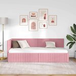 vidaXL Cadre de lit d'angle avec tête de lit Rose 80 x 200 cm Velours