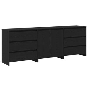 vidaXL Buffet avec tiroir 3 Pièces Noir 70 x 41 x 75 cm Bois d'ingénierie