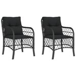 vidaXL Chaises de jardin avec coussins lot de 2 noir résine tressée
