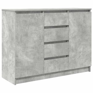 vidaXL Buffet avec tiroirs gris béton 100 5x35x76 cm bois d'ingénierie