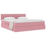 vidaXL Lit de Rangement avec tête de lit Rose 180 x 200 cm Velours