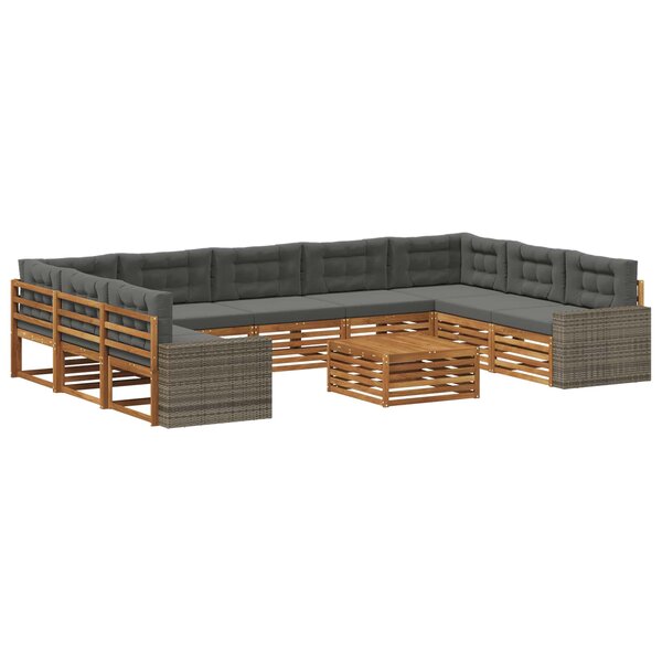 vidaXL Ensemble de canapés d'extérieur 10 Pièces Naturel et Anthracite