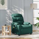 vidaXL Fauteuil de massage inclinable Vert foncé Tissu