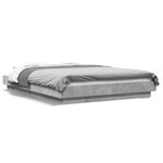 vidaXL Cadre de lit et lumières LED sans matelas gris béton 120x200 cm