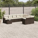 vidaXL Salon de jardin 10 Pièces avec coussins marron résine tressée