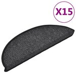 vidaXL Tapis d'escalier 15 pièces 56 x 17 x 3 cm Anthracite Demi-rond