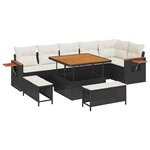 vidaXL Ensemble de canapé de jardin 9 Pièces Noir polyrotin