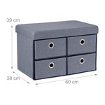Banquette pliable multifonction pratique avec rangement 120 x 40 x 45 cm en tissu gris 13_0011162