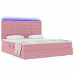 vidaXL Lit de rangement LED avec matelas Rose 180 x 200 cm Velours