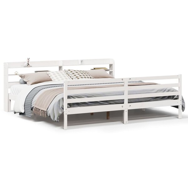 vidaXL Cadre de lit avec tête de lit sans matelas blanc 200x200 cm