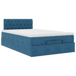 vidaXL Lit ottoman avec matelas et LED bleu foncé 90x200cm velours