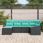 vidaXL Ensemble de Canapés avec coussin 6 Pièces Noir polyrotin