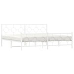 vidaXL Cadre de lit métal sans matelas et pied de lit blanc 193x203 cm