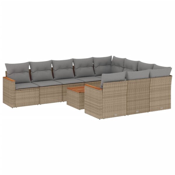 vidaXL Salon de jardin et coussins 11 Pièces mélange beige résine tressée