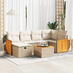 vidaXL Salon de jardin avec coussins 7 Pièces beige résine tressée