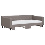 vidaXL Lit de jour avec gigogne et matelas taupe 100x200 cm tissu
