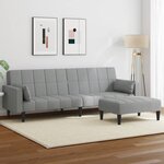 vidaXL Canapé-lit à 2 places avec repose-pied gris clair tissu