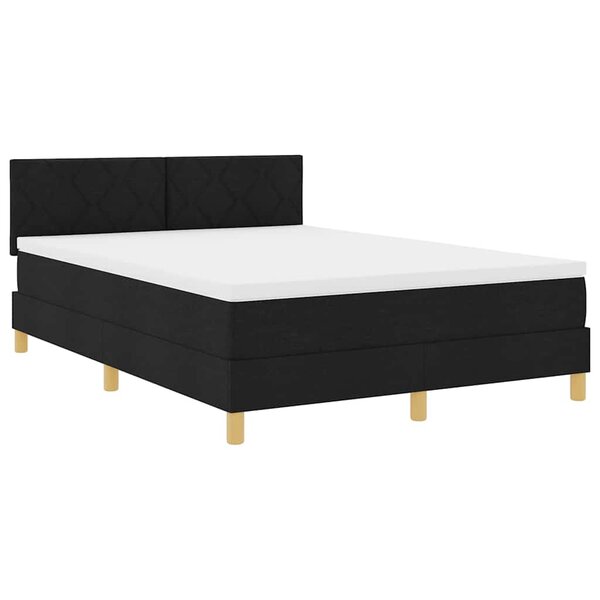 vidaXL Lit à ressorts noir 160x200 cm en tissu avec matelas