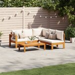 vidaXL Salon de jardin avec coussins 4 Pièces bois d'acacia massif