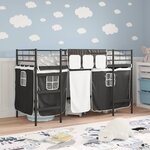 vidaXL Cadre de Lit Mezzanine pour Enfants avec Rideaux Noir