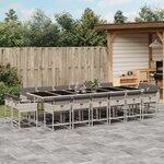 vidaXL Ensemble à manger de jardin et coussins 17 Pièces gris clair rotin