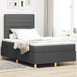 vidaXL Lit à ressorts avec Matelas & LED Gris foncé 120x200 cm Tissu