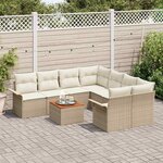 vidaXL Ensemble de canapé de jardin 9 Pièces Beige Poly rotin