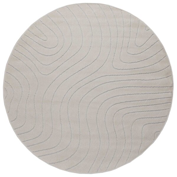 vidaXL Tapis de surface Rond HUARTE Crème Ø 160 CM Polyester