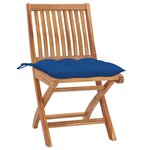 vidaXL Chaises de jardin lot de 2 et coussins bleu Bois de teck massif
