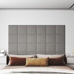 vidaXL Panneaux muraux 12 Pièces Gris clair 30x30 cm Tissu 1 08 m²