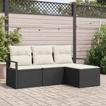 vidaXL Ensemble de canapé de jardin avec coussin 4 Pièces Noir et Crème