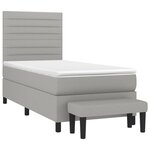 vidaXL Sommier à lattes de lit et matelas Gris clair 90x190 cm Tissu