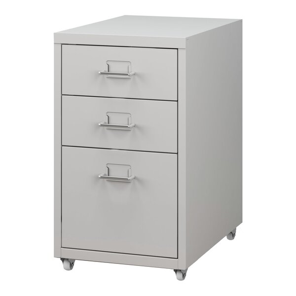 Caisson de bureau meuble de rangement pour documents dossiers fournitures de bureau à roulettes acier 48 x 28 x 41 cm blanc mat 03_0006331