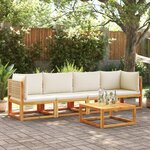 vidaXL Salon de jardin avec coussins 4 Pièces bois d'acacia massif