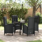 vidaXL Ensemble de Salle à Manger de Jardin 5 Pièces Noir Poly Rattan