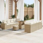 vidaXL Ensemble de canapé de jardin avec coussin 11 Pièces Beige  Crème