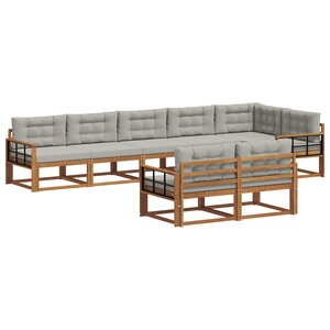 vidaXL Ensemble de canapés d'extérieur 8 pc Naturel et gris clair