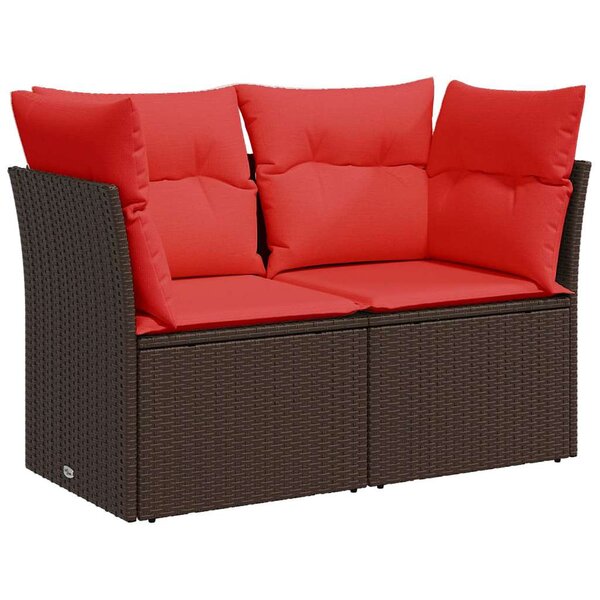 vidaXL Canapé de jardin avec coussins 2 places en résine tressée marron