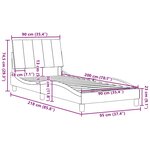 vidaXL Cadre de lit sans matelas Hanko gris foncé 90x200 cm tissu