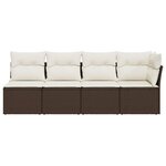 vidaXL Canapé de jardin avec coussins 4 places marron résine tressée