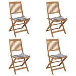 vidaXL Chaises pliables de jardin lot de 4 avec coussins Bois d'acacia