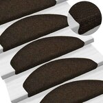 vidaXL Tapis d'escalier autocollants 20 pièces 65 x 21 x 4 cm Marron foncé Demi-rond Grand