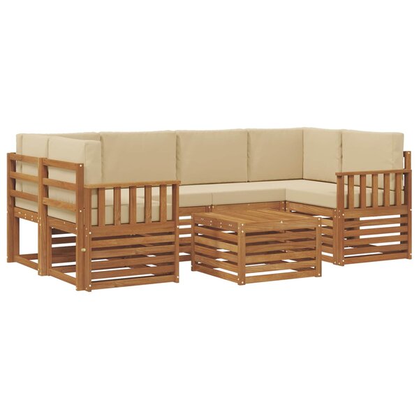 vidaXL Ensemble de canapés d'extérieur 7 pc Naturel et Beige